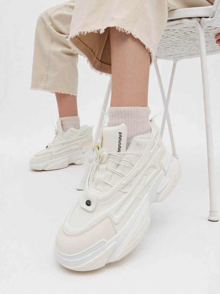 Frost Edge All-White Chunky Sneakers