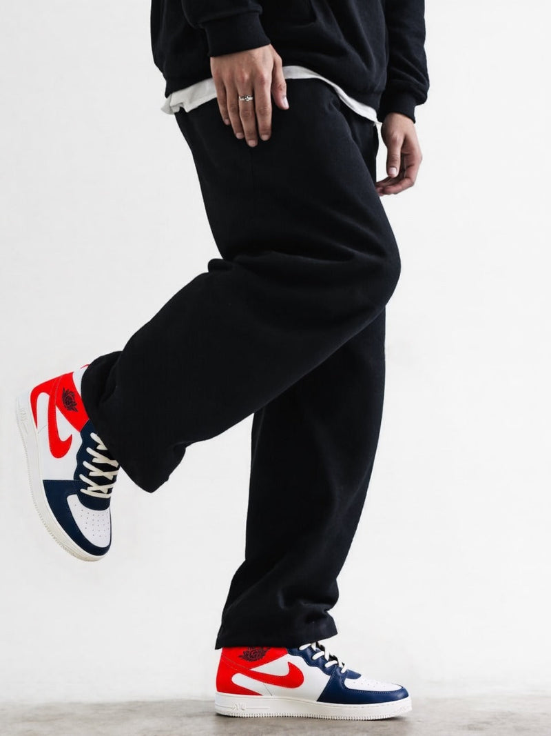 Jordan-Inspired Red, Blue & White High-Top Sneakers