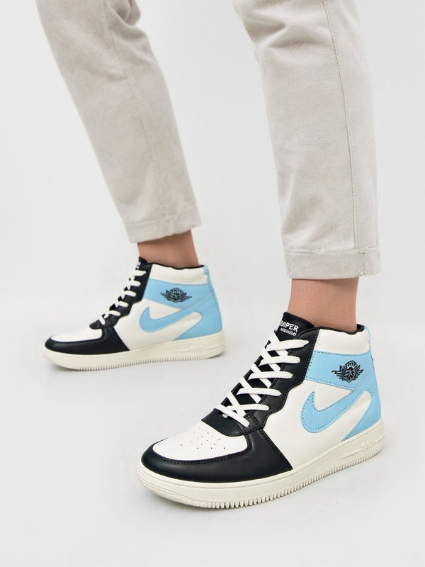 Jordan-Inspired Sky Blue & Black High-Top Sneakers – Unisex Street Style