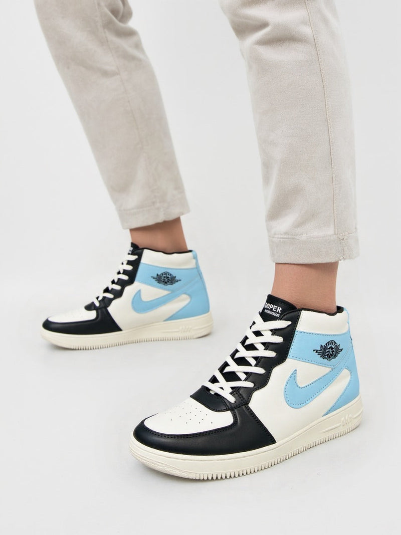 Jordan-Inspired Sky Blue & Black High-Top Sneakers – Unisex Street Style